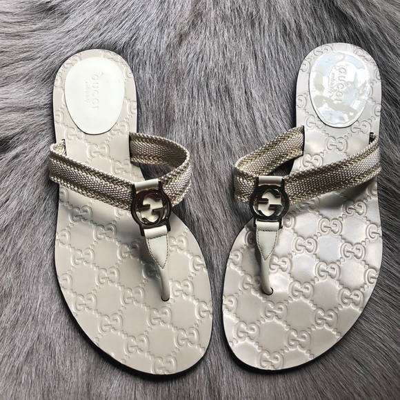 gucci cream sandals